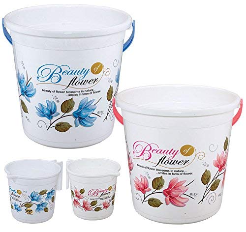 Hevea Siti Plast Bathroom Bucket 22 Liters & Mug 1.5 Liters, Set of 2 (Blue and Pink) - Image 5