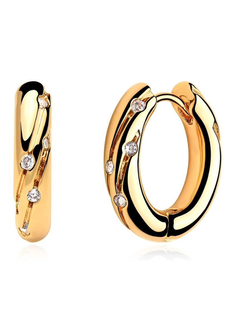 Mevecco Women Huggie Earrings Gold Hoop 14K Gold Filled Small Simple Handmade Hypoallergenic Everyday Jewelry  - Image 1