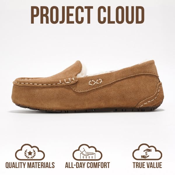 Project Cloud Genuine Leather Loafers for Women - Comfortable Outdoor Slippers for Women Footwear with Memory Foam - Womens Slippers - Stylish Womens Moccasin (Cathi, CHSTNUT, 8) - Image 3