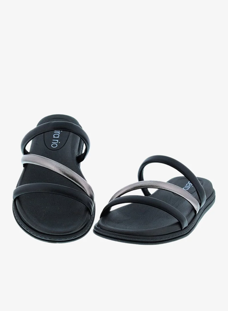 Beira Rio BLACK Beira Rio Ladies Flat Sandals Black | Made In Brazil for Women | Best Price UAE