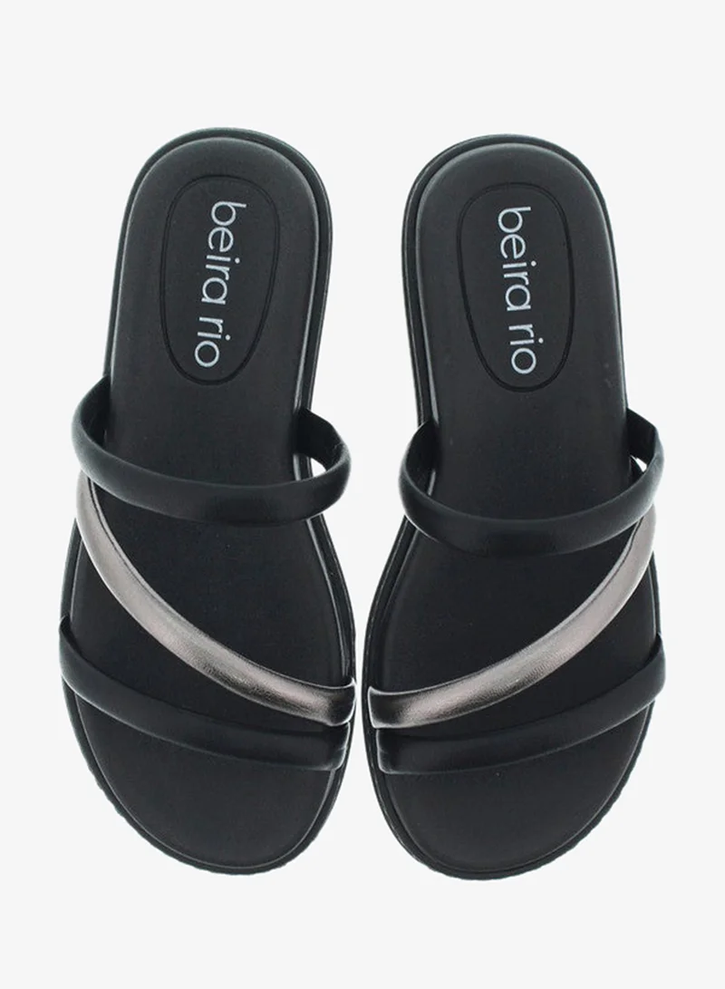 Beira Rio BLACK Beira Rio Ladies Flat Sandals Black | Made In Brazil for Women | Best Price UAE