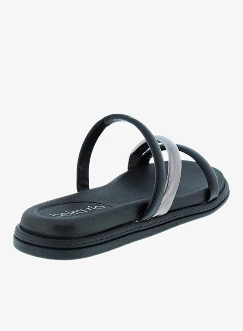 Beira Rio BLACK Beira Rio Ladies Flat Sandals Black | Made In Brazil for Women | Best Price UAE
