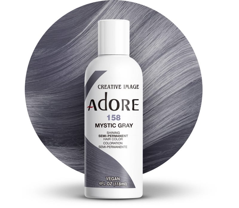 Adore Semi Permanent Hair Color (158 Mystic Gray) | Vegan & Cruelty-Free Gray Hair Dye | No Ammonia, No Peroxide, No Alcohol | 4 Fl Oz (Pack of 1) - Image 1