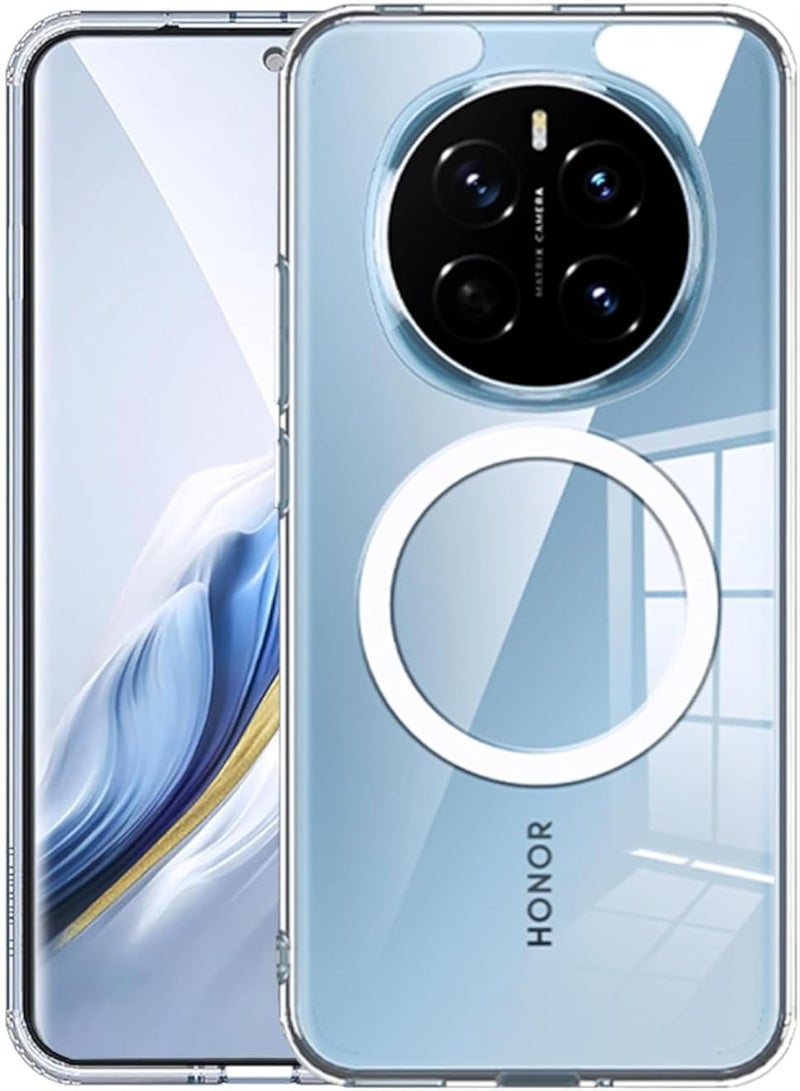 جراب GQ لهاتف Honor Magic 7 Pro، متوافق مع الشحن اللاسلكي Magsafe، غطاء خلفي شفاف للهاتف [غير قابل للاصفرار] لهاتف Magic 7 Pro 5G 6.8 بوصة (شفاف)
