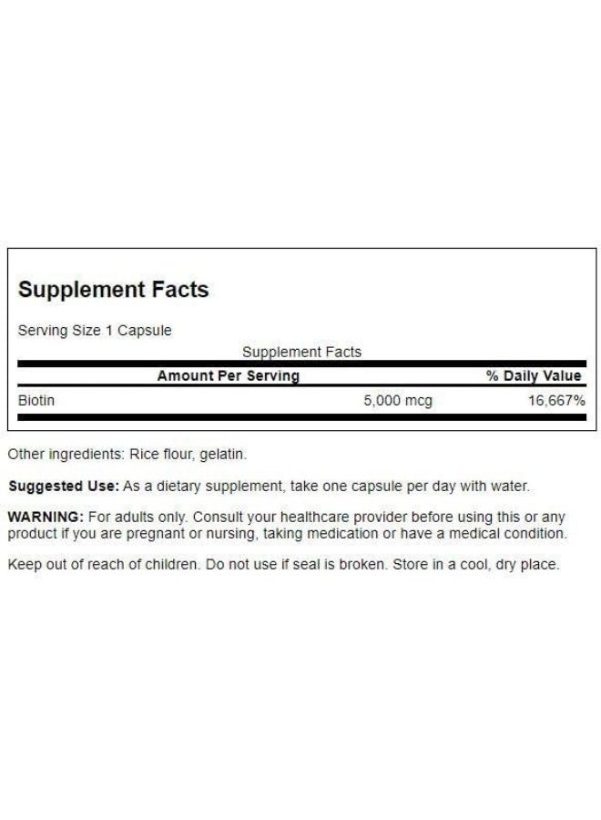 SWANSON Biotin Vitamin Supplement 5000 mcg for Adults - Image 2