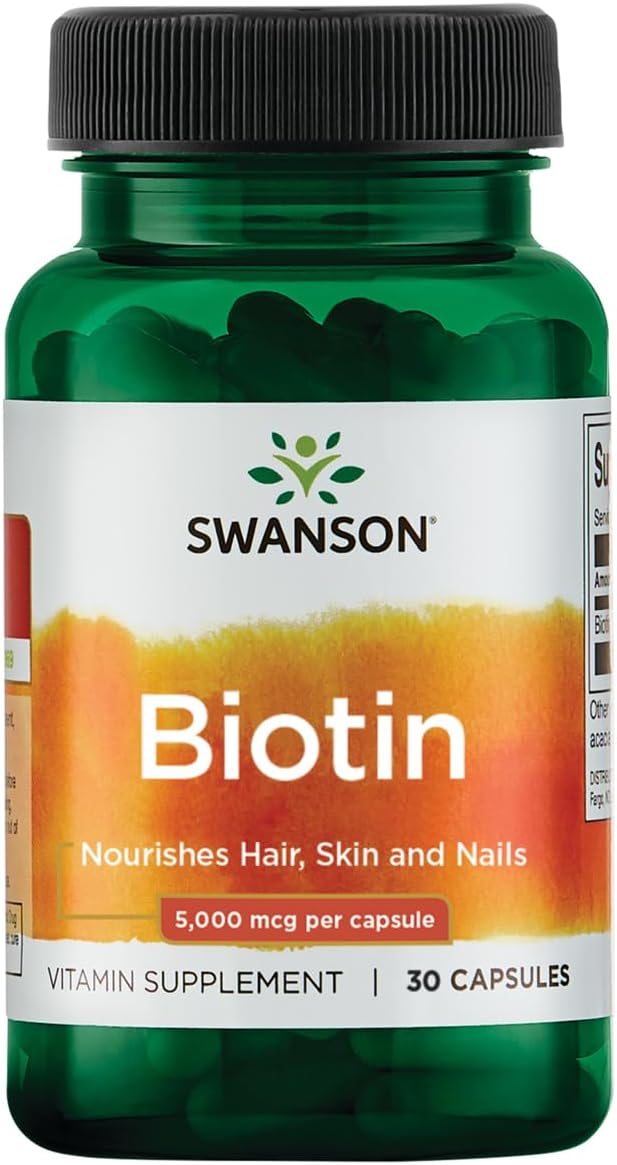 SWANSON Biotin Vitamin Supplement 5000 mcg for Adults - Image 1