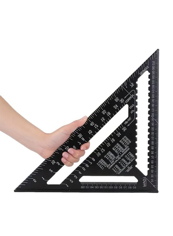 12 Inch Black Aluminum Alloy Triangle Ruler High Precision Carpenter Square Angle Measuring Tool - Image 2