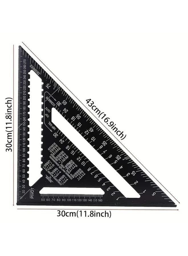 12 Inch Black Aluminum Alloy Triangle Ruler High Precision Carpenter Square Angle Measuring Tool - Image 3