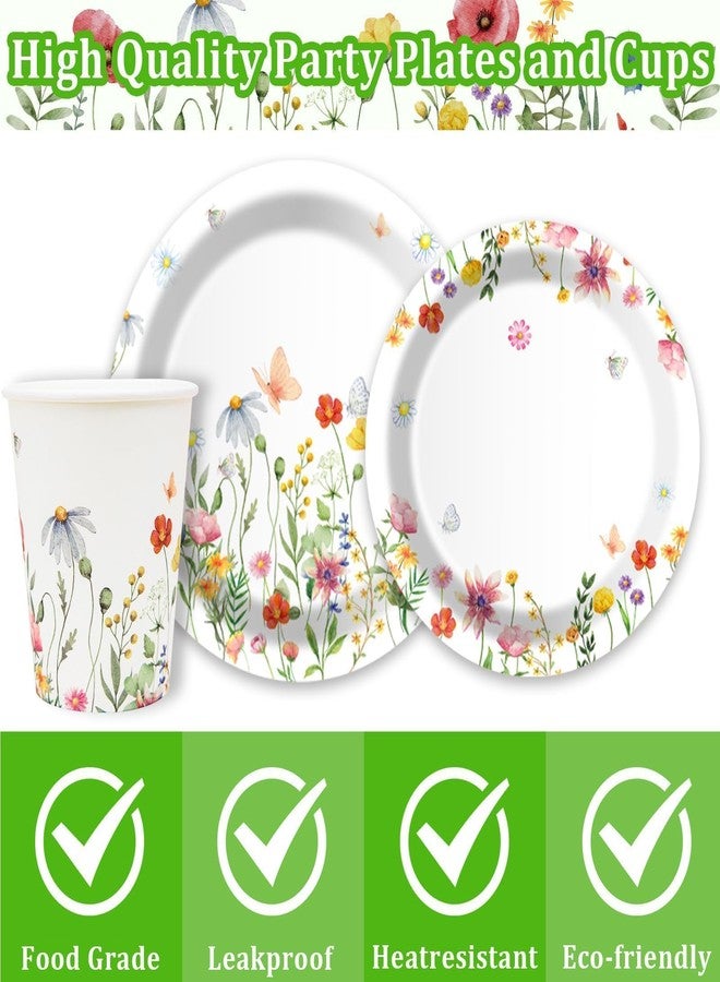 EggSun Wildflower Party Plates and Napkins supplies, Floral Paper Plates Wildflower Baby ShowerDecorations Tableware for Spring Summer Pinic Wedding Birthday Tea Party Service 24 Guests - Image 3