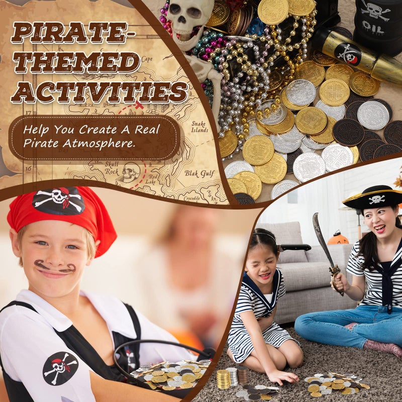 Hanaive 100 Pcs Metal Pirate Coins Treasure Chest Spanish Doubloon Fake Coins Tokens for Kids Board Games Pirate Party Cosplay (Classic Style) - Image 5