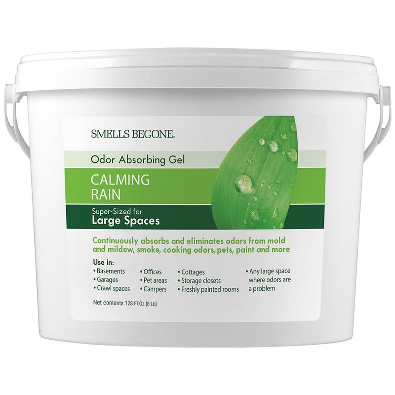 SMELLS BEGONE 1Gallon Odor Absorber Gel  Air Freshener  Odor Eliminator for Homes Garages  Commercial Buildings  Industrial Size  Calming Rain Scent
