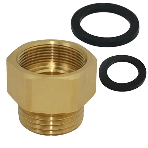 Zeiboat Hose Bib Adapter with Washers Fine Thread (Female), to 3/4 GHT Male Hoses, 1'' ID, Faucet Fitting - Image 1