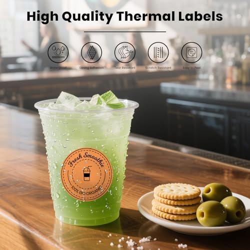 FINDAT Circle Thermal Labels 2 Inch Vinyl Round Orange Direct Printer Stickers Waterproof Self-Adhesive Decals Label for Logo Design Sealing Office Address 500 PCS - Image 4