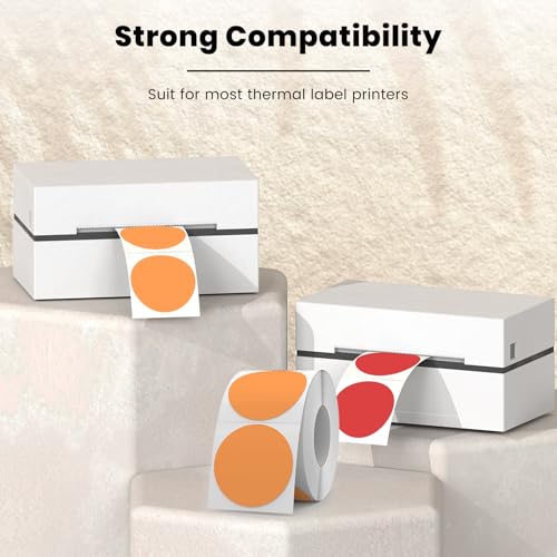 FINDAT Circle Thermal Labels 2 Inch Vinyl Round Orange Direct Printer Stickers Waterproof Self-Adhesive Decals Label for Logo Design Sealing Office Address 500 PCS - Image 3
