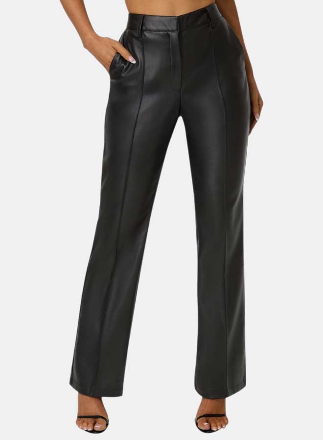 bebe High Waist Vegan Leather Fit & Flare Pant - Image 1