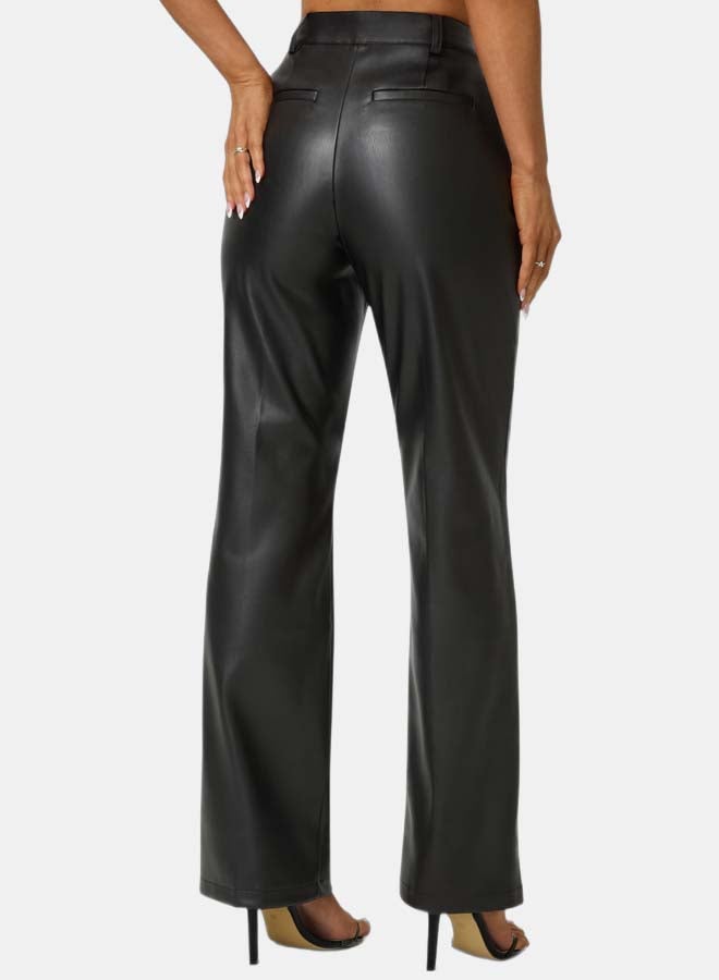 bebe High Waist Vegan Leather Fit & Flare Pant - Image 4