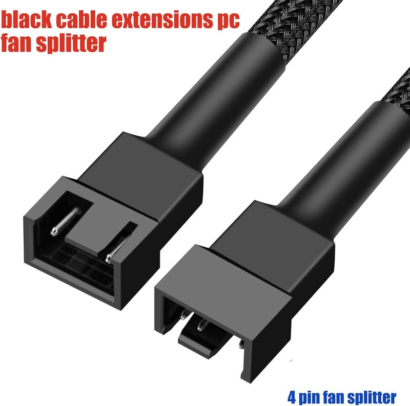 Odluzy 5pcs 4 Pin 30cm PWM Fan Extension Power Cable,12 Inches PC Fan Extension Cable, Black - Image 5