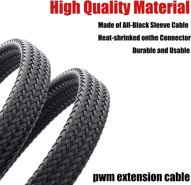 Odluzy 5pcs 4 Pin 30cm PWM Fan Extension Power Cable,12 Inches PC Fan Extension Cable, Black - Image 2