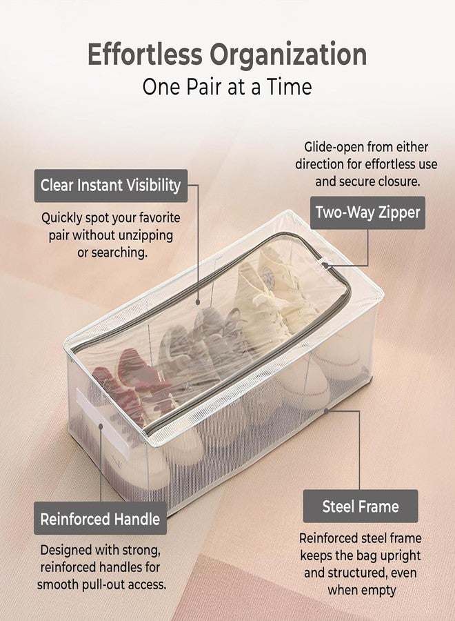 GaxQuly Clear Foldable Shoe Bag | Shoe Box Organizer, Transparent Shoe Rack, Dustproof Shoe Cover, Space-Saving Sneaker Box for Cloths, Toys Foldable & Easy to Clean (Pac of 1, Large) - Image 3