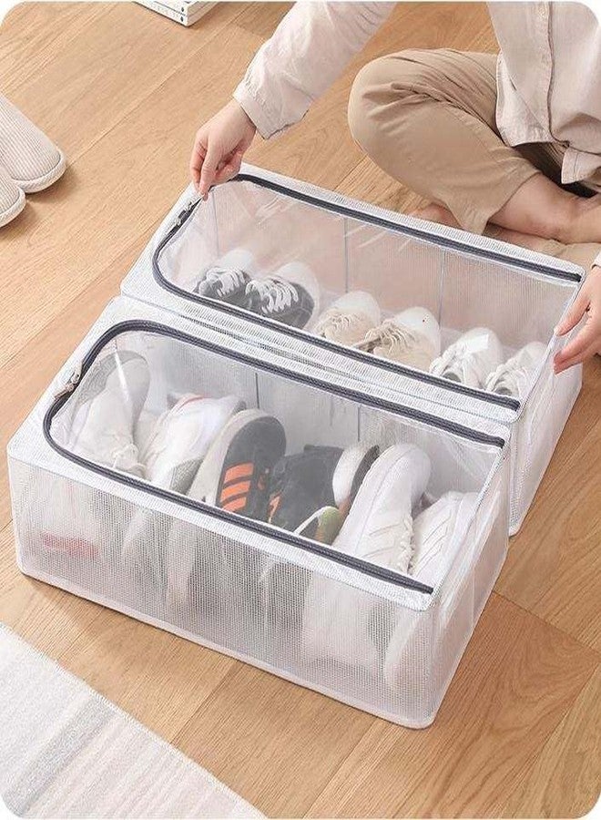 GaxQuly Clear Foldable Shoe Bag | Shoe Box Organizer, Transparent Shoe Rack, Dustproof Shoe Cover, Space-Saving Sneaker Box for Cloths, Toys Foldable & Easy to Clean (Pac of 1, Large) - Image 1