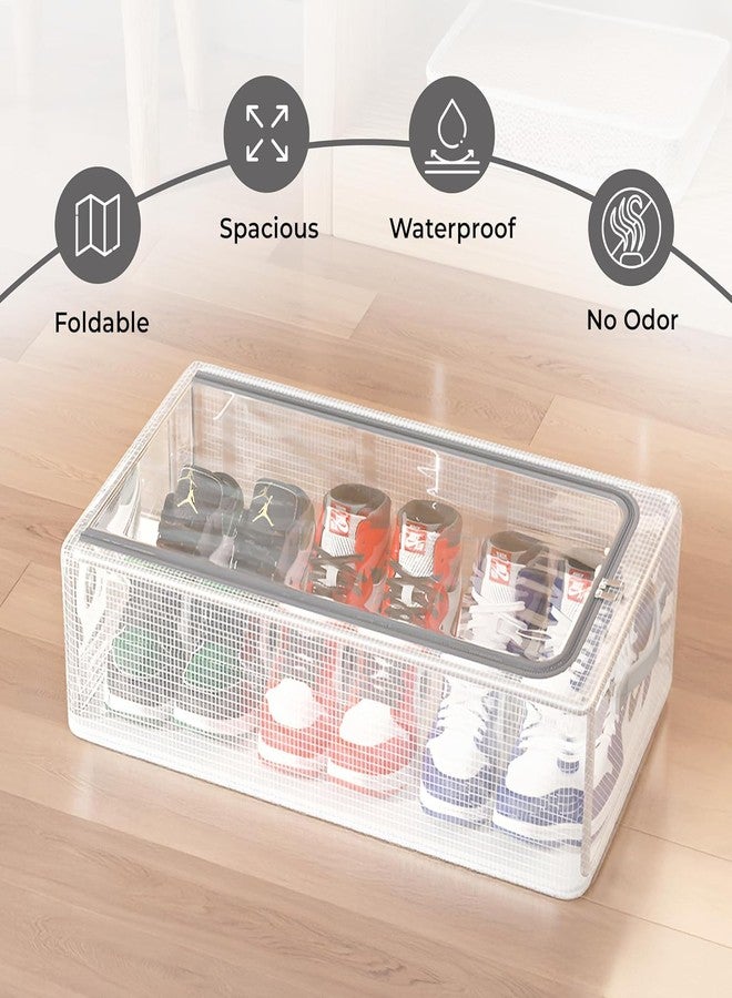 GaxQuly Clear Foldable Shoe Bag | Shoe Box Organizer, Transparent Shoe Rack, Dustproof Shoe Cover, Space-Saving Sneaker Box for Cloths, Toys Foldable & Easy to Clean (Pac of 1, Large) - Image 2