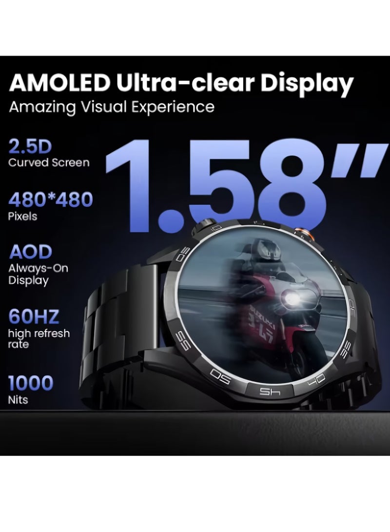 LS20 Solar 5 Smart Watch, Amoled Display Smart Bluetooth Watch, Lightweight And Comfortable Quick Charging Health Watch With Multiple Sports Modes, (1pc, Black, Dual Strap) - Image 3