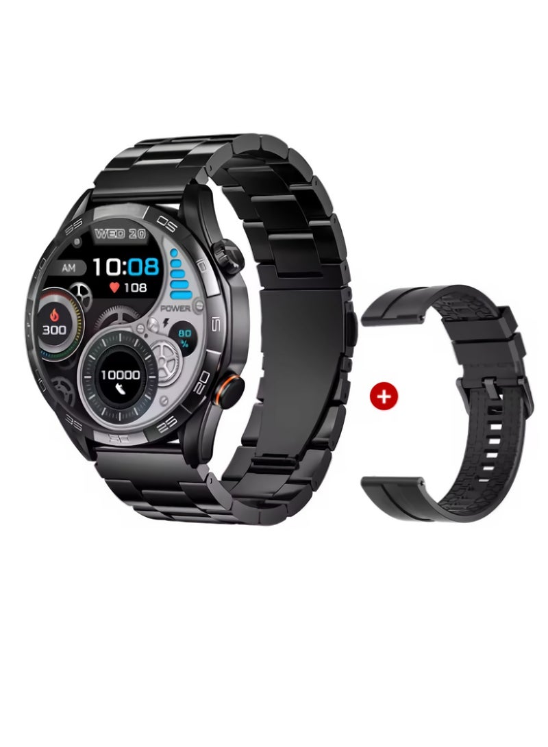 LS20 Solar 5 Smart Watch, Amoled Display Smart Bluetooth Watch, Lightweight And Comfortable Quick Charging Health Watch With Multiple Sports Modes, (1pc, Black, Dual Strap) - Image 1