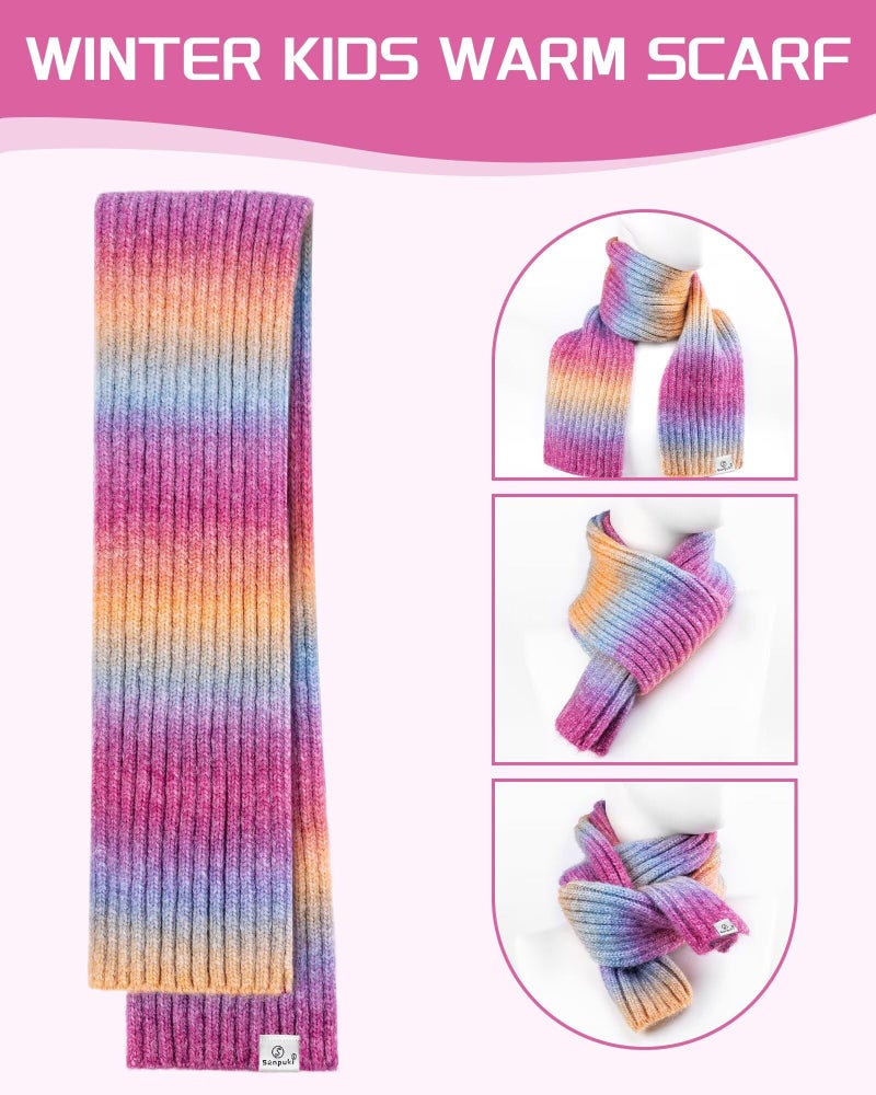 SENPUKI Kids Winter Beanie Gloves Scarf Set,Girls Toddler Winter Hat With Pom Neck Warmer Gaiter Mittens Fleece Lined Set Christmas Gift for Kids - Image 4