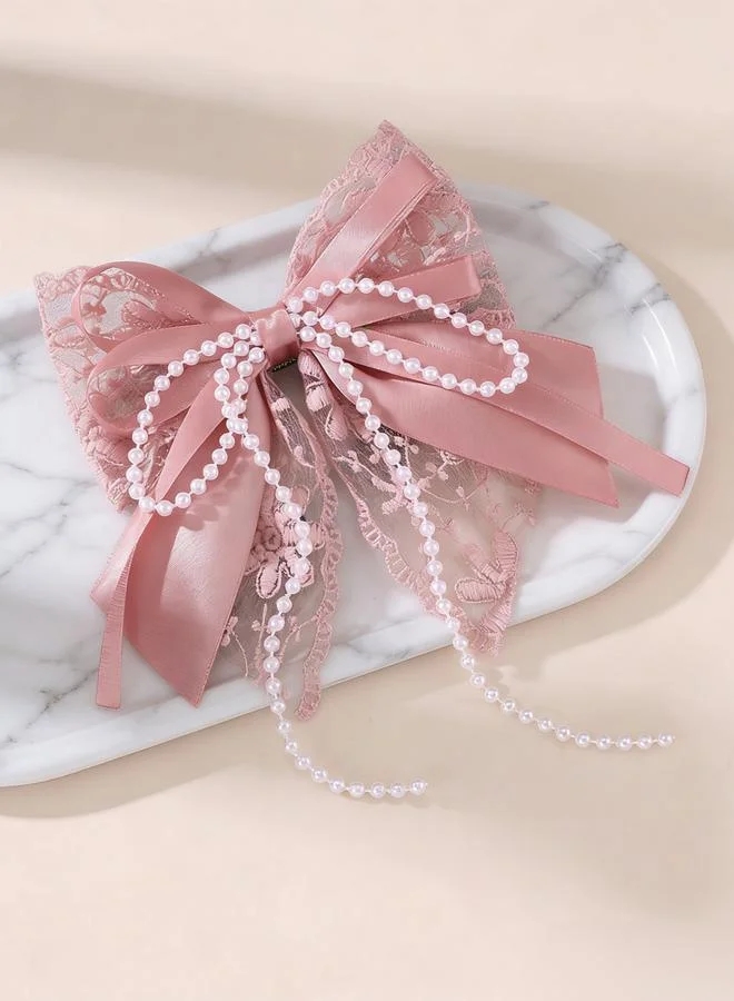 Take Two Pink Lace and Pearl Hair Clip