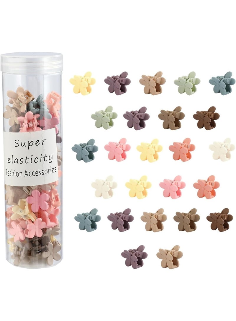 Colorful Mini Hair Claw Clips, 50Pcs Cute Baby Hair Accessories Flower Tiny Hair Clips, Strong Hold Hair Catch Clamps Barrettes Headwear Accessories for Thin Hair for Women Girls - Image 1