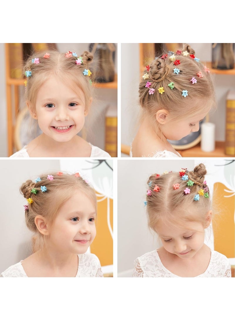 Colorful Mini Hair Claw Clips, 50Pcs Cute Baby Hair Accessories Flower Tiny Hair Clips, Strong Hold Hair Catch Clamps Barrettes Headwear Accessories for Thin Hair for Women Girls - Image 2