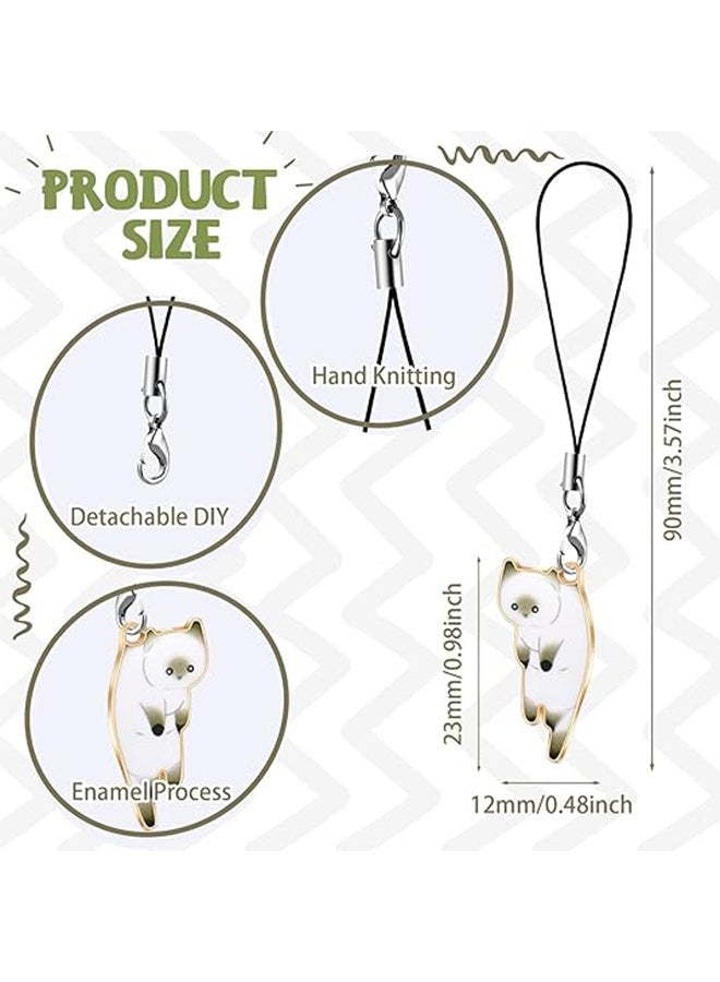 SUNDAREE 6 قطع من دلايات القطط للهواتف المحمولة، دلايات كاواي على شكل حزام، قطة لطيفة معلقة لحقيبة الظهر، المحفظة، سلسلة مفاتيح - Image 2