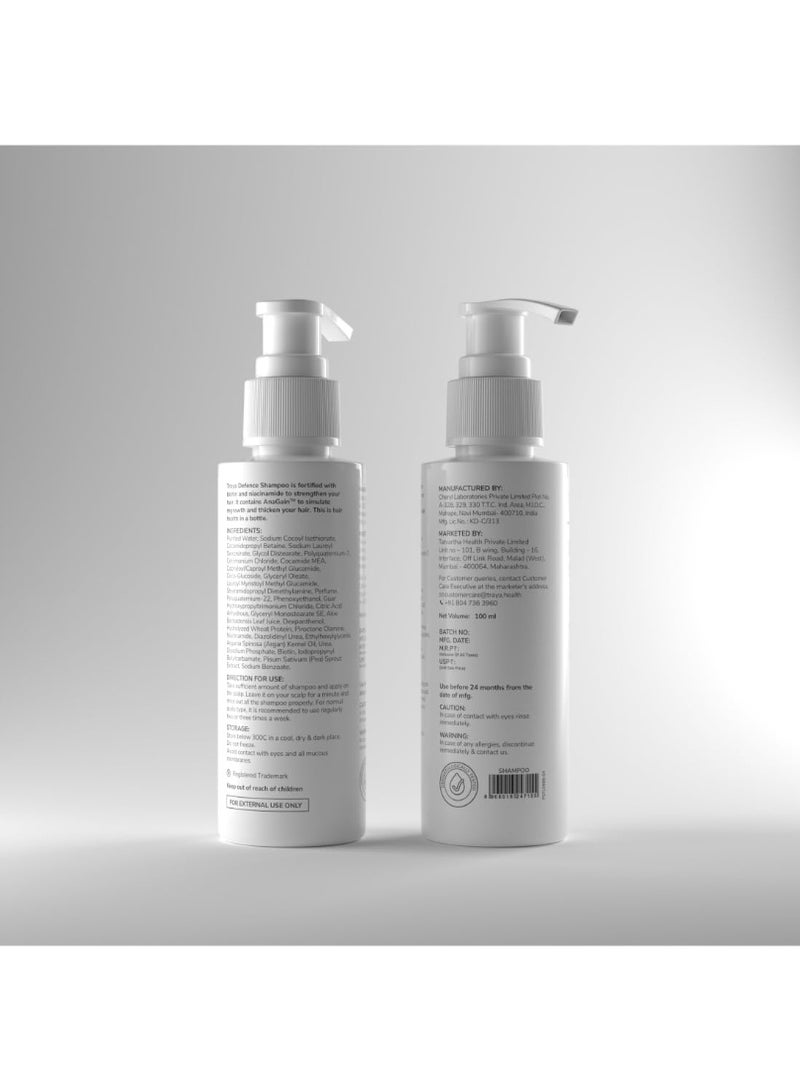 Traya Defence Shampoo | Cleansing Shampoo for Scalp Nourishment & Hair Health | Contains Biotin, Niacinamide, Piroctone Olamine & Anagain | Sulphate & Paraben Free Shampoo For Women & Men |100 ml - Image 2