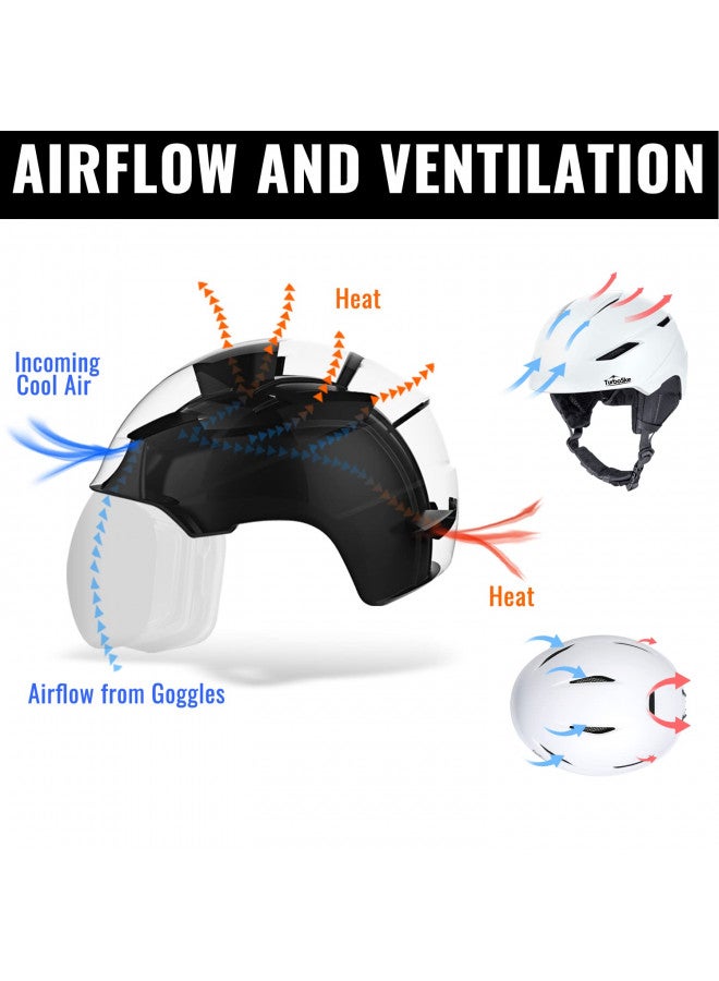 TurboSke Ski Helmet, Snowboard Helmet Snow Sports Helmet, Audio Compatible Helmet for Men, Women and Youth (M, White) - Image 2