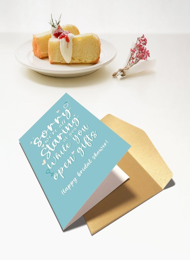 Chenive Funny Bridal Shower Card for Bride To Be, Happy Bridal Shower Card for Friend Bestie Sister, Sorry We're All Staring At You While You Open Gifts - Image 5