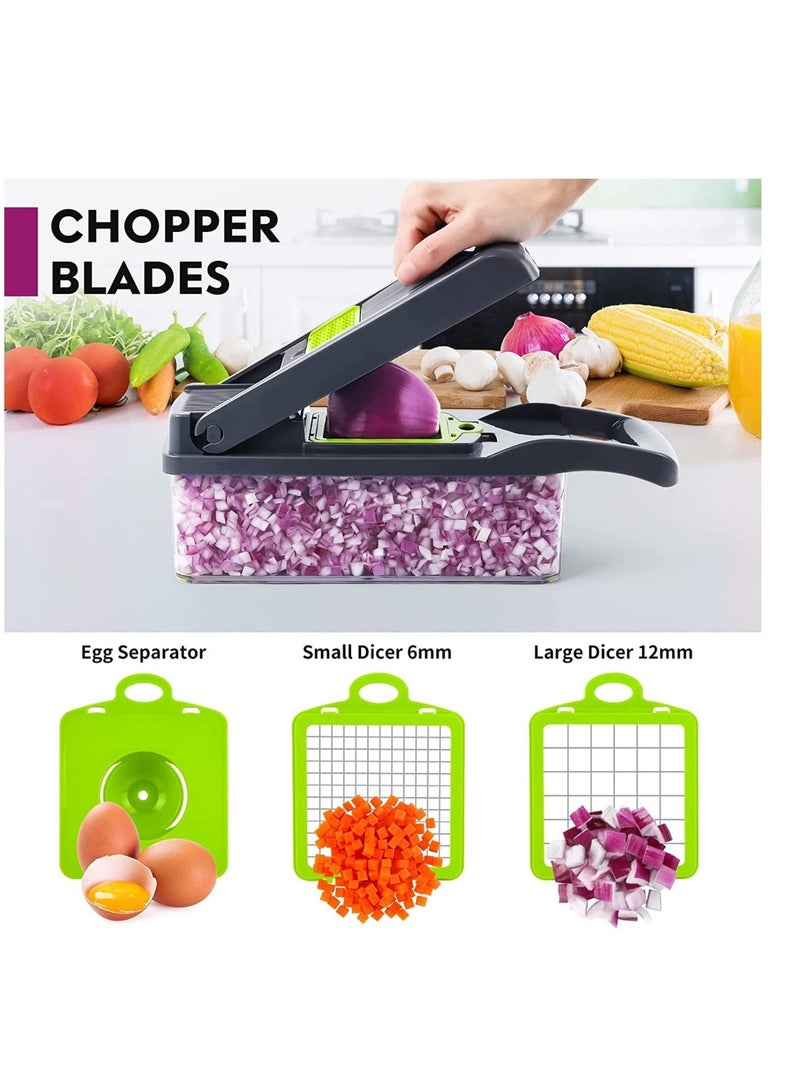 ELTRAZONE Vegetable Chopper, Pro Onion Chopper, Multifunctional 13 in 1 Food Chopper, Kitchen Vegetable Slicer Dicer Cutter,Veggie Chopper With 8 Blades,Carrot and Garlic Chopper With Container  - Image 4