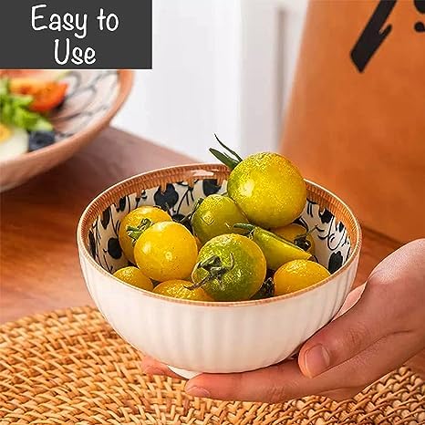 PRAYAS Ceramic Cuisine Bowl Set - Set of 6 | Versatile Serving Bowls for Snacks, Soup, Dessert, Salad, Noodles, Pasta, Oatmeal & Rice | Elegant Dinner Bowls for Kitchen & Dining - Image 5