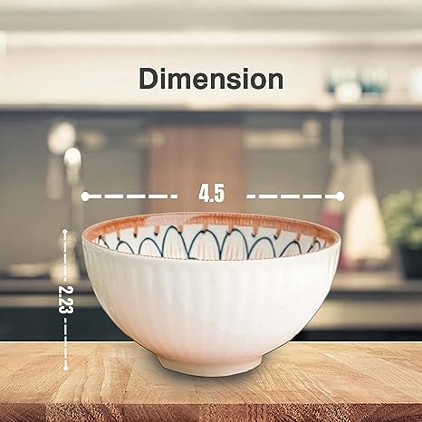 PRAYAS Ceramic Cuisine Bowl Set - Set of 6 | Versatile Serving Bowls for Snacks, Soup, Dessert, Salad, Noodles, Pasta, Oatmeal & Rice | Elegant Dinner Bowls for Kitchen & Dining - Image 2