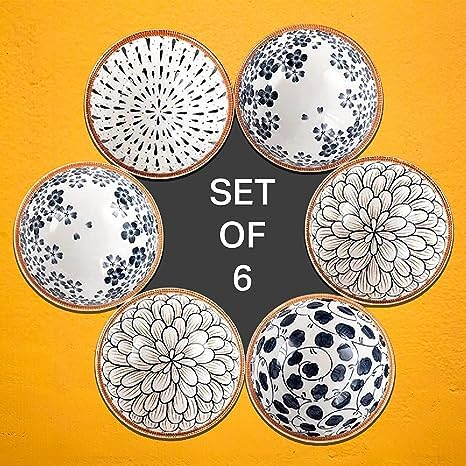 PRAYAS Ceramic Cuisine Bowl Set - Set of 6 | Versatile Serving Bowls for Snacks, Soup, Dessert, Salad, Noodles, Pasta, Oatmeal & Rice | Elegant Dinner Bowls for Kitchen & Dining - Image 3