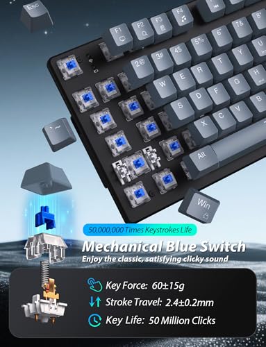 Taiahiro Mechanical Gaming Keyboard and Mouse, LED Backlit 98-Key Floating Keycap & 4 DPI RGB Gaming Mouse with Mouse Pad, Full Anti-Ghost Light Up Wired Computer Keyboards for MAC PC Gamer Accessories, Gray - Image 5