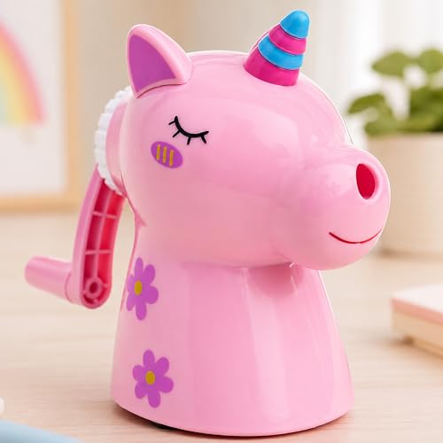 Toyshine Unicorn Pencil Sharpeners Manual for Kids and Artists, Handheld Manual Pencil Sharpener for Pencils - Pink (1 Pc) - Image 1