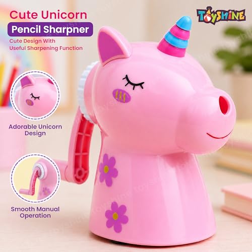 Toyshine Unicorn Pencil Sharpeners Manual for Kids and Artists, Handheld Manual Pencil Sharpener for Pencils - Pink (1 Pc) - Image 2