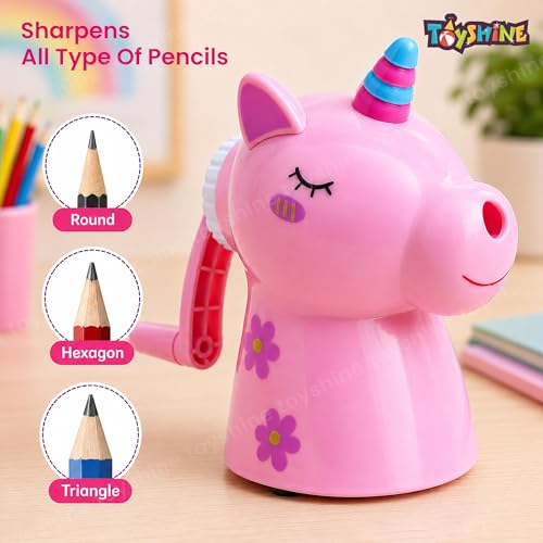 Toyshine Unicorn Pencil Sharpeners Manual for Kids and Artists, Handheld Manual Pencil Sharpener for Pencils - Pink (1 Pc) - Image 4