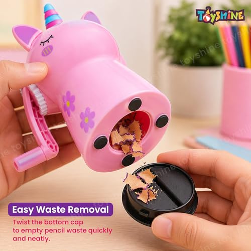 Toyshine Unicorn Pencil Sharpeners Manual for Kids and Artists, Handheld Manual Pencil Sharpener for Pencils - Pink (1 Pc) - Image 5