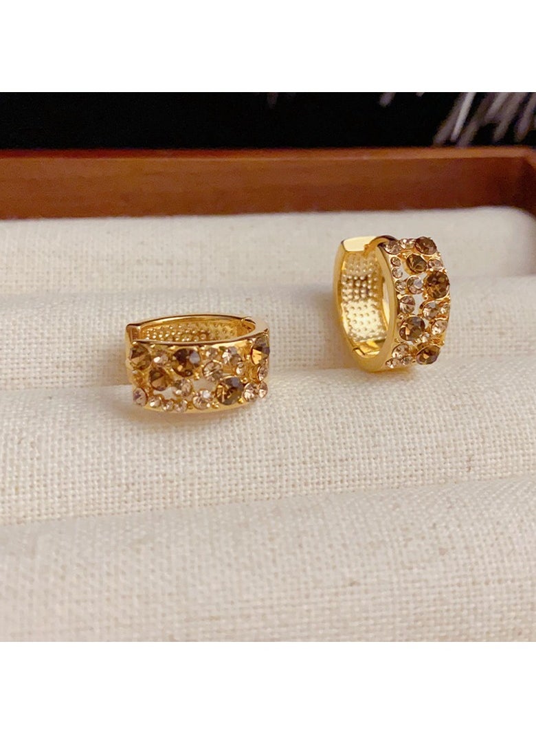 Generic - Gold Coloured Diamond Circle Earrings - Image 1