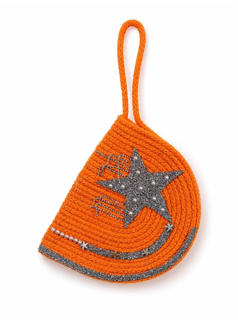 LIFESTYLISH Handbags raffia With a sparkling star and pearl details ZK-1 - Orange - Image 5
