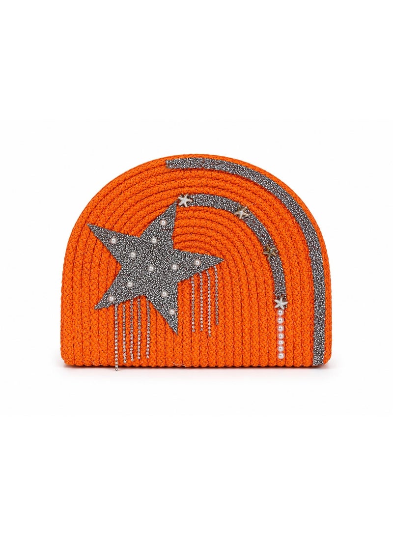 LIFESTYLISH Handbags raffia With a sparkling star and pearl details ZK-1 - Orange - Image 3