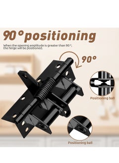 KASTWAVE Self-Closing Door Hinges, 2PCS 4 Inch Automatic Self Closing Soft Close Hinges, Iron Fireproof Inner Door Hinge, Heavy Duty Adjustable Tension Spring Hinges with Screw, for Residential  - Image 5