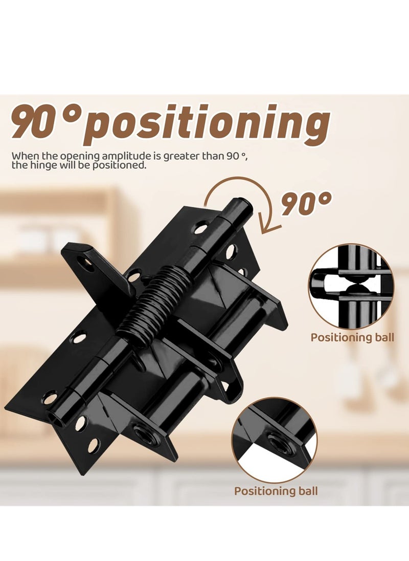 KASTWAVE - Self-Closing Door Hinges, 2PCS 4 Inch Automatic Self Closing Soft Close Hinges, Iron Fireproof Inner Door Hinge, Heavy Duty Adjustable Tension Spring Hinges with Screw, for Residential - Image 1