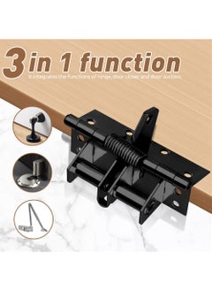 KASTWAVE Self-Closing Door Hinges, 2PCS 4 Inch Automatic Self Closing Soft Close Hinges, Iron Fireproof Inner Door Hinge, Heavy Duty Adjustable Tension Spring Hinges with Screw, for Residential  - Image 3